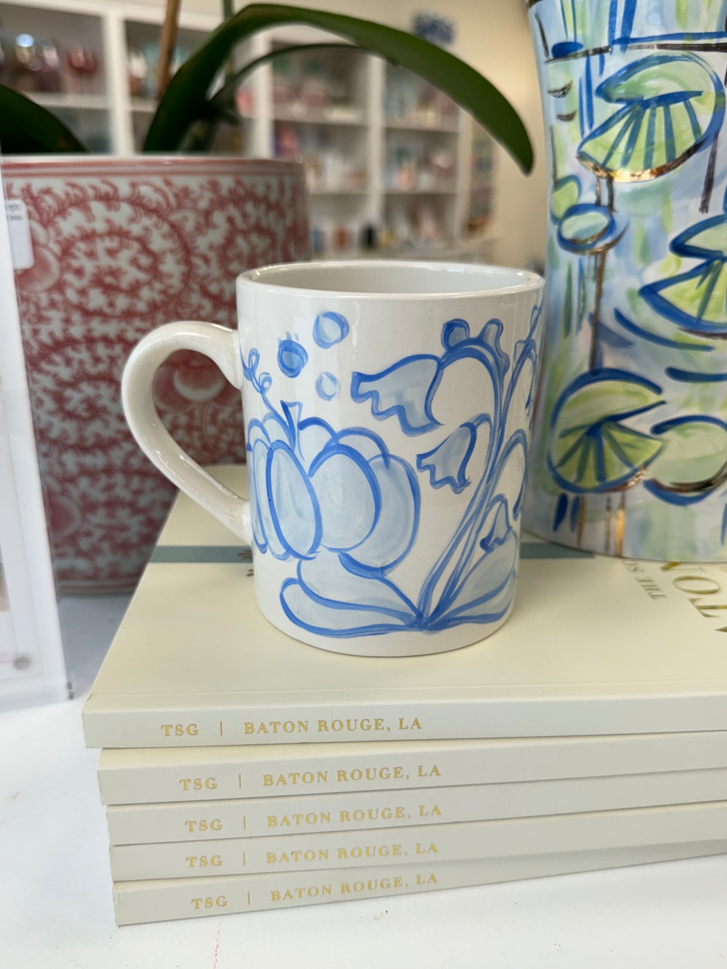 Blue Floral Pumpkin Mug