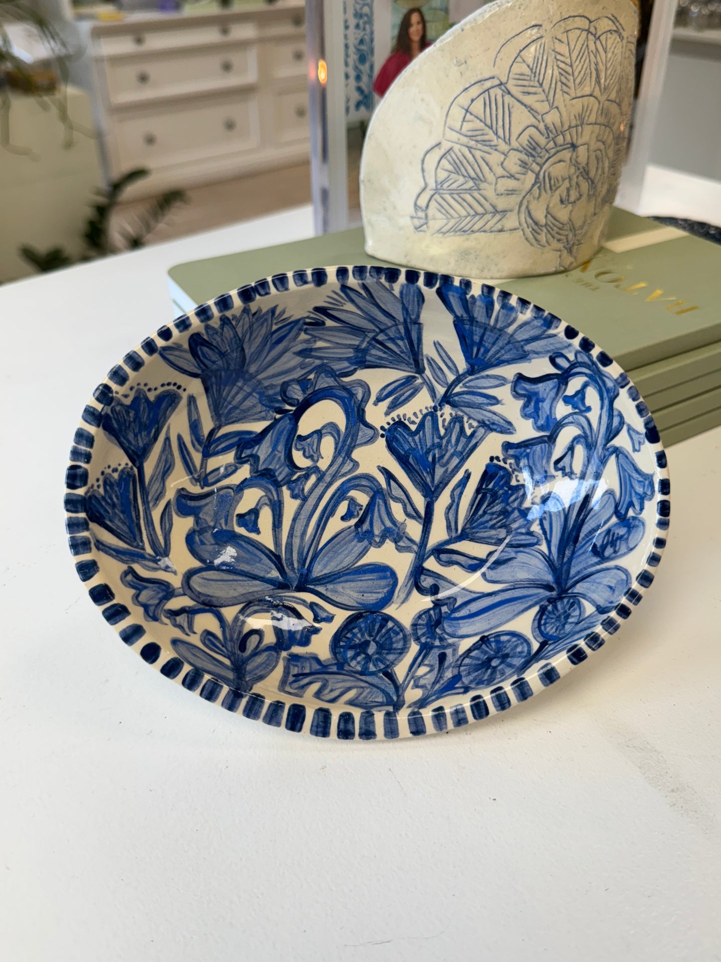 Blue + White Floral Dish