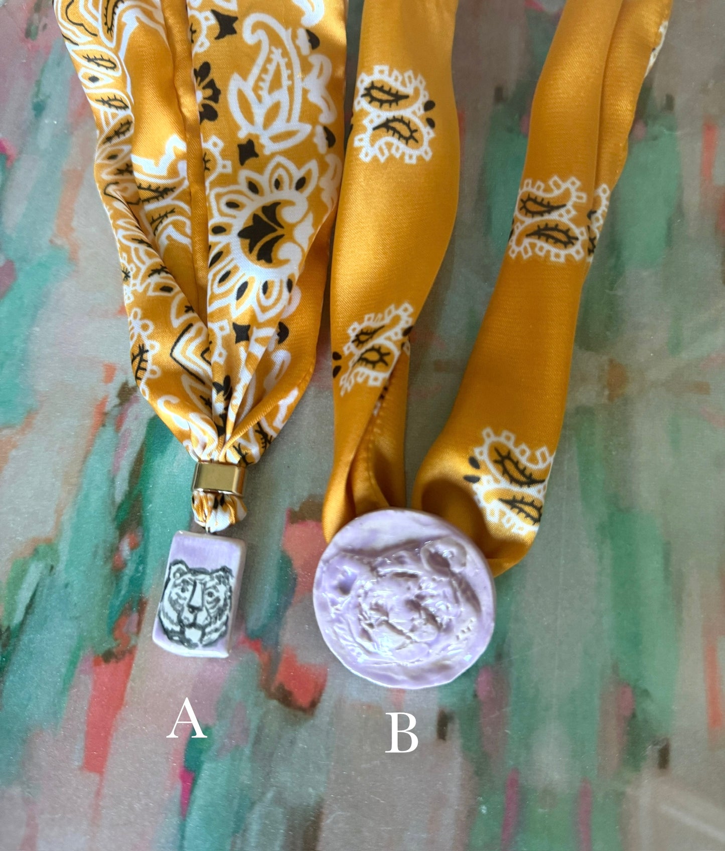 Gold and Purple Scarf Necklace