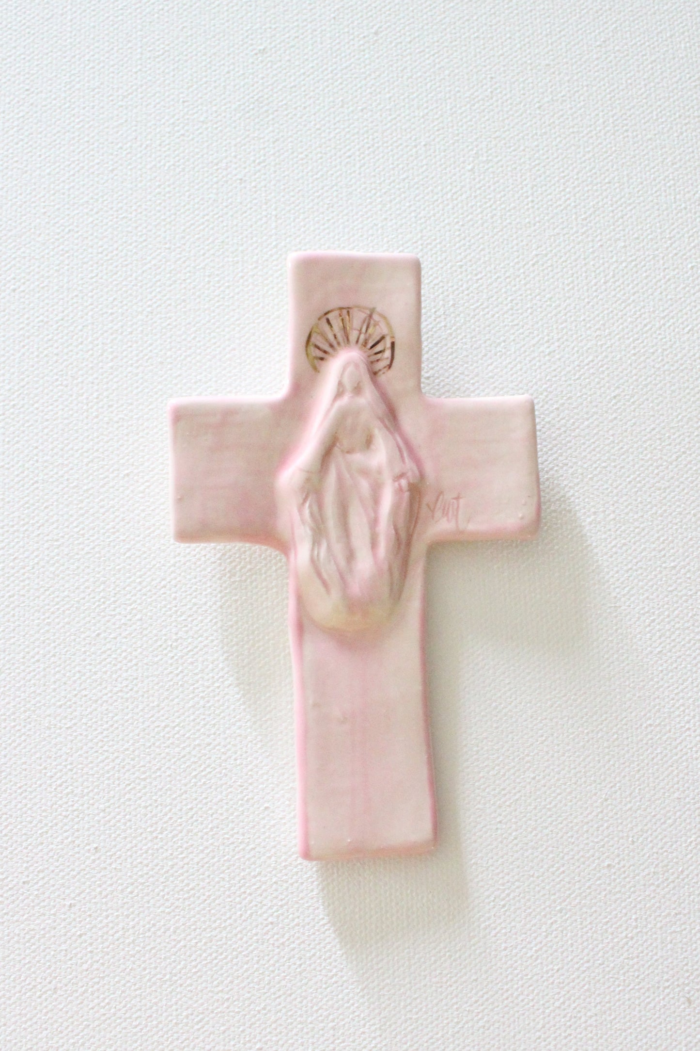 Pink Mary Hanging Cross