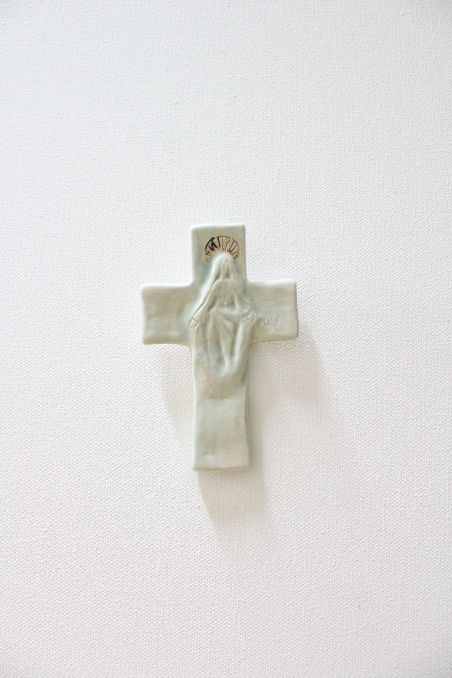 Celadon Mary Hanging Cross, medium