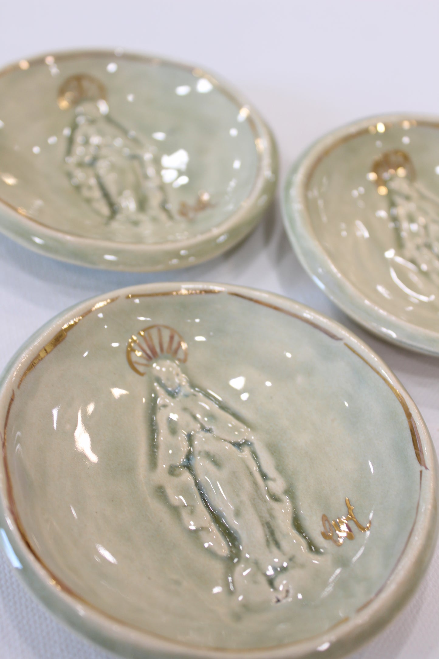 Sheer Sage Crackle Glaze Blessing Bowls