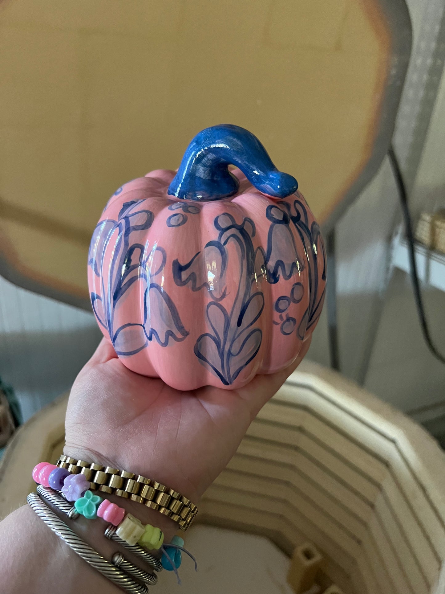 Small Blue on Pink Pumpkin 2