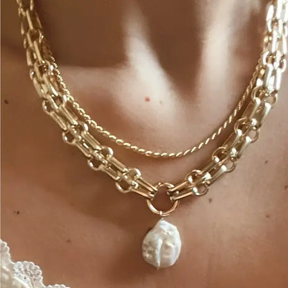 Pearl Chain Link Necklace