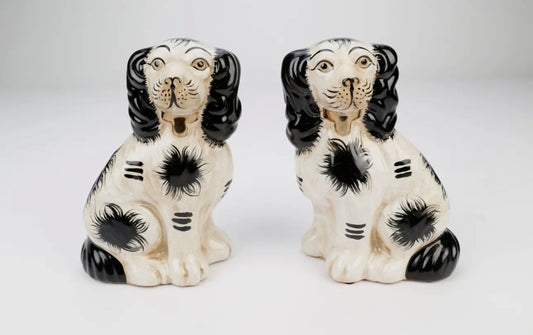 Staffordshire Dog Pair, Black + White
