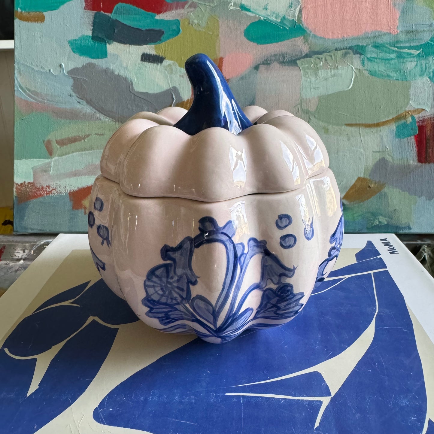2024 Blush and Blue Pumpkin Jar