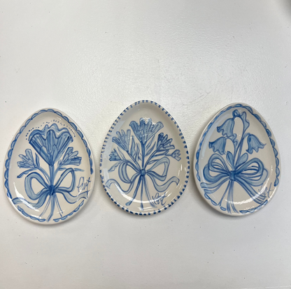 White Floral Egg Plate