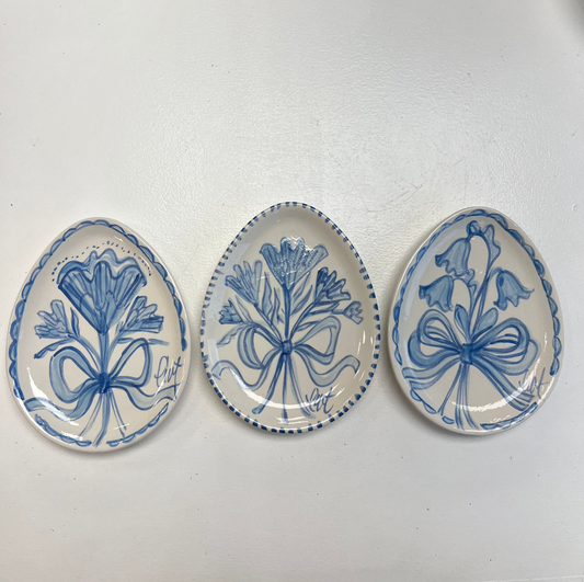 White Floral Egg Plate