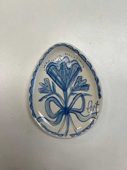 White Floral Egg Plate