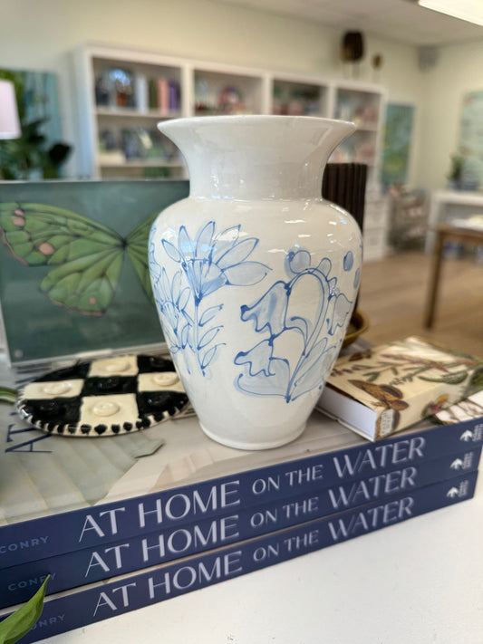 Small Blue and White Floral Vase