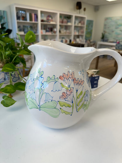 multi floral big belly pitcher