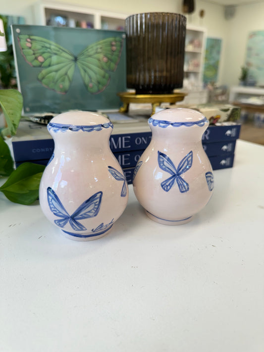 Pink and Blue Butterfly S + P Shakers