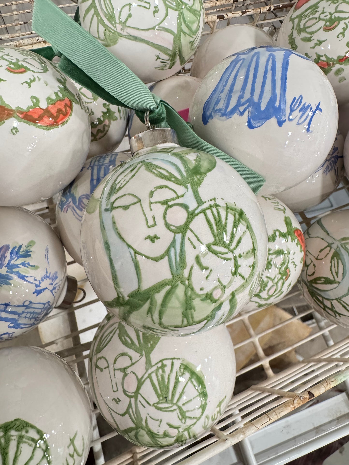 2025 Blue and Green Mary + Jesus ornament