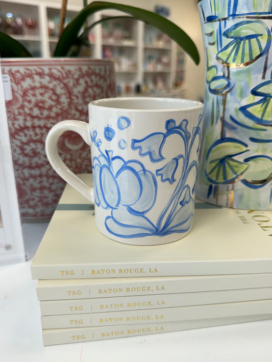 Blue Floral Pumpkin Mug