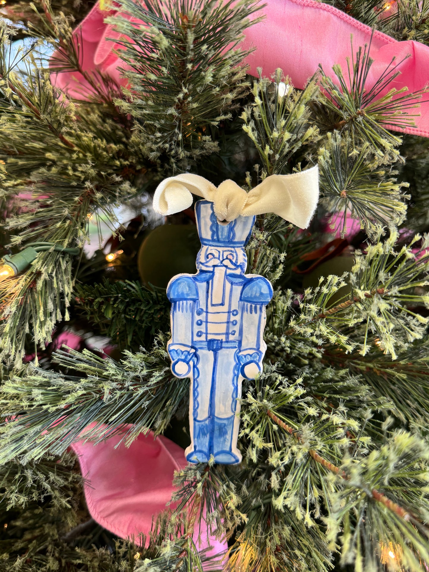Blue Ceramic Nutcracker Ornament