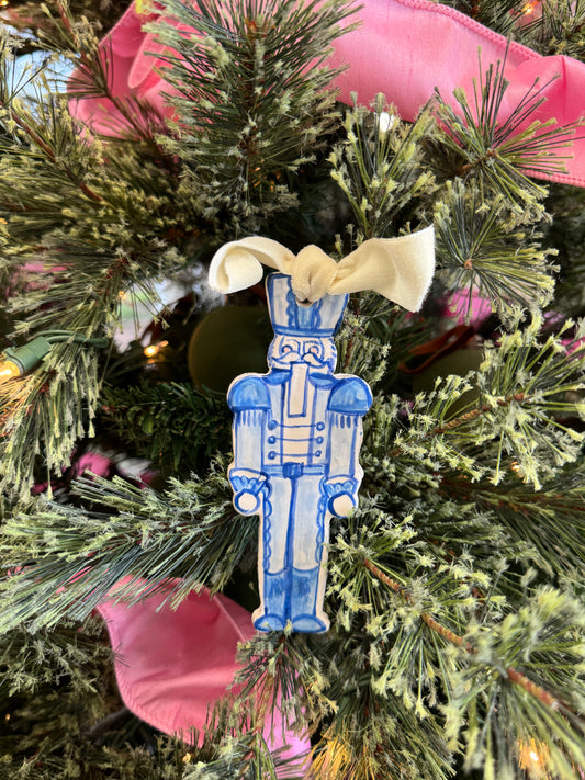 Blue Ceramic Nutcracker Ornament