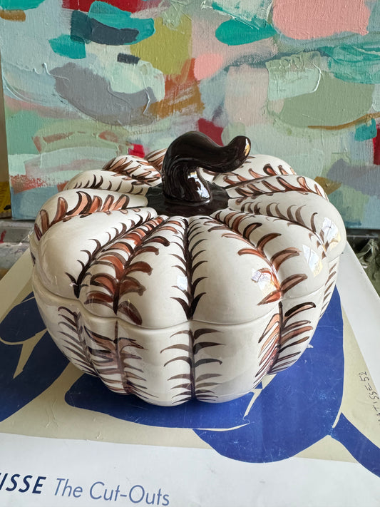 2024 Large Brown and White Pumpkin Jar