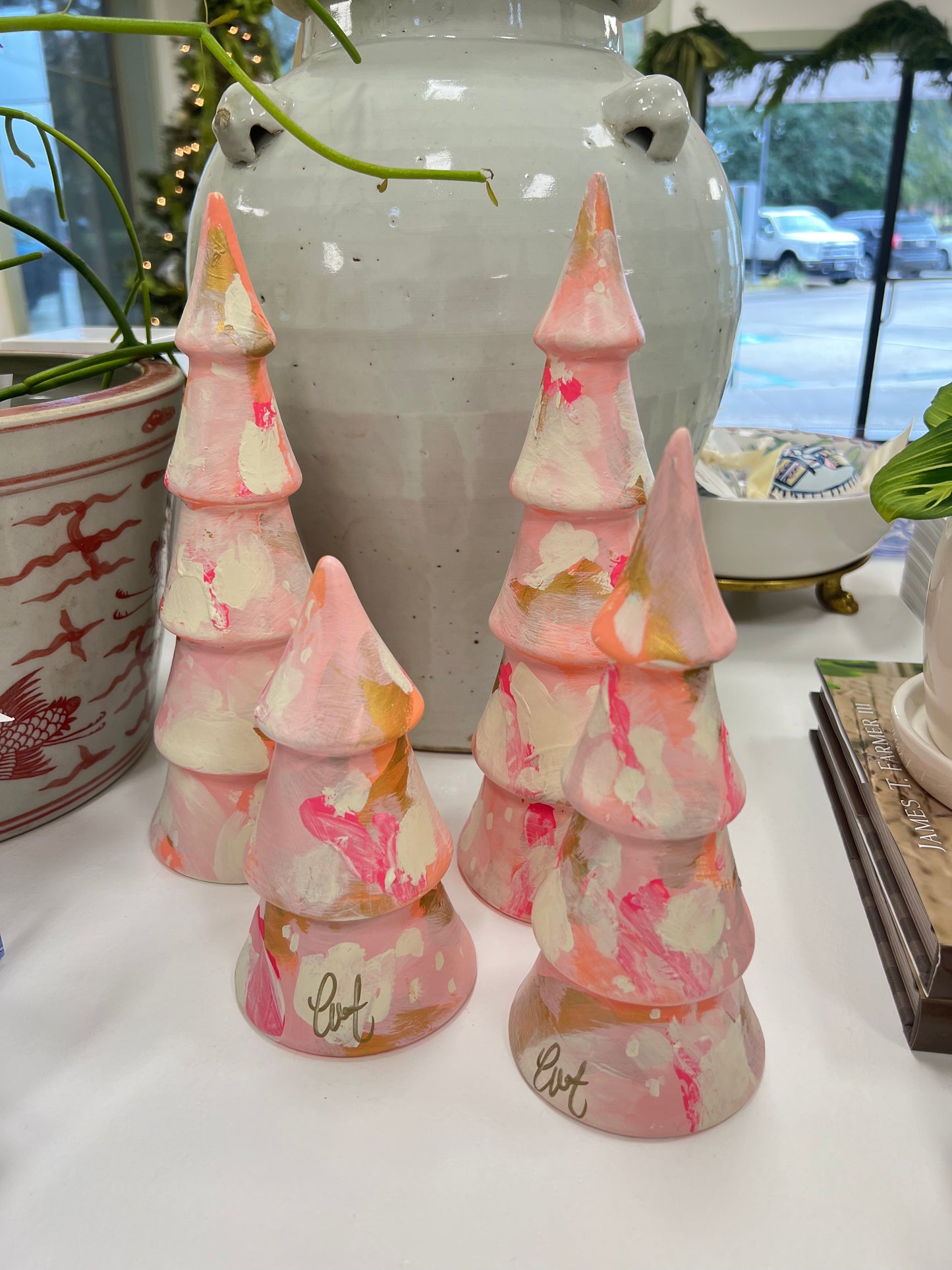Pink Abstract Christmas Trees
