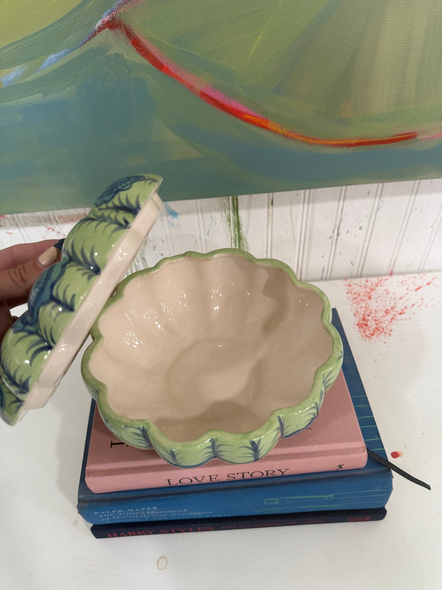 Large Green and Blue Pumpkin Jar