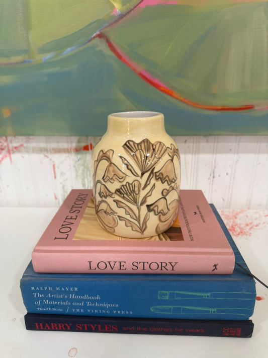Cream and Brown Vase