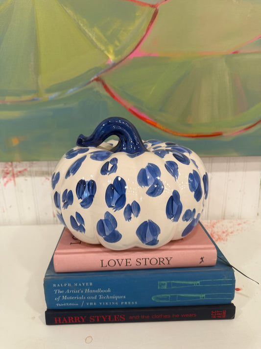 Large Blue + White Leopard Pumpkin