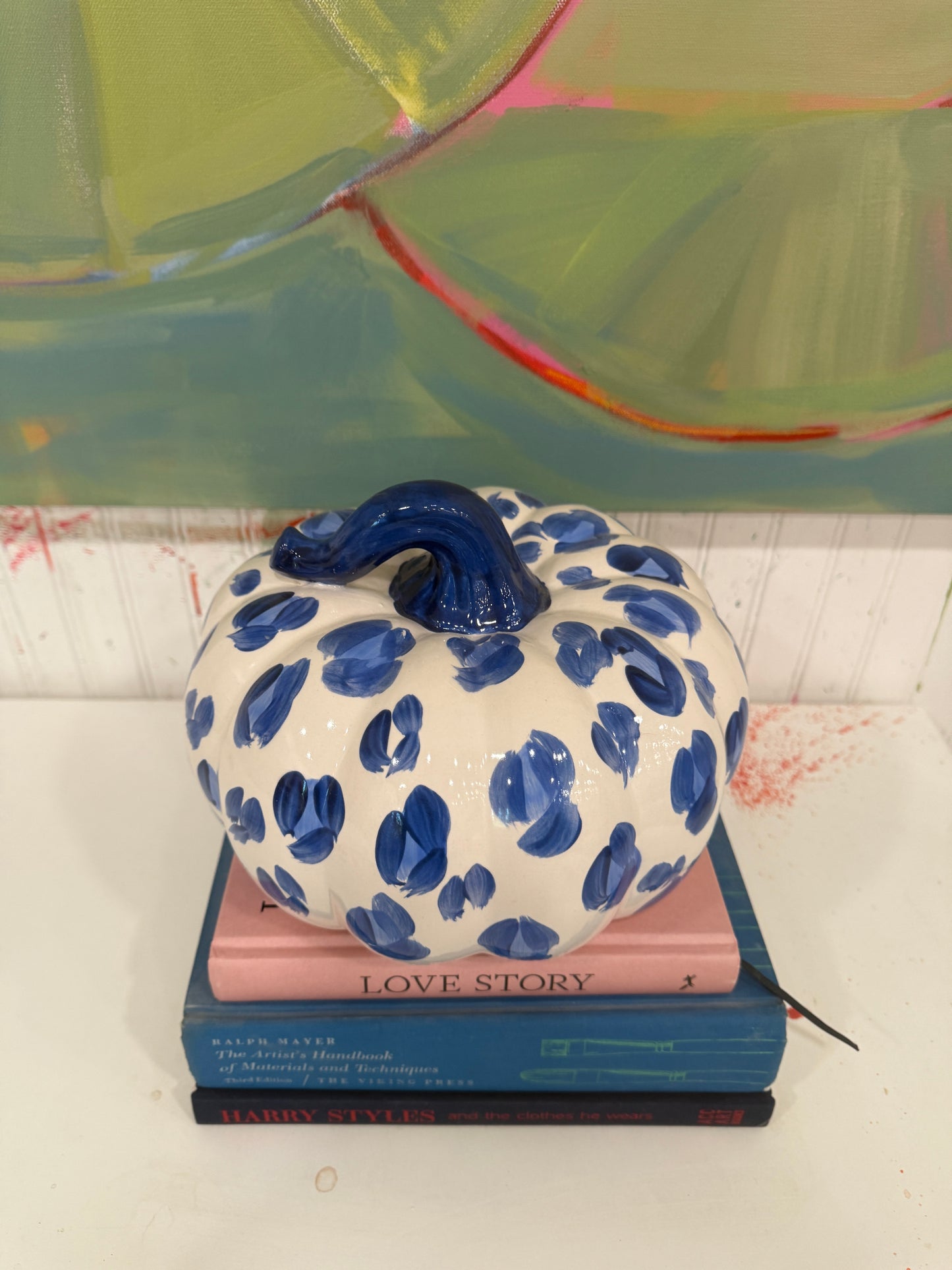 Large Blue + White Leopard Pumpkin