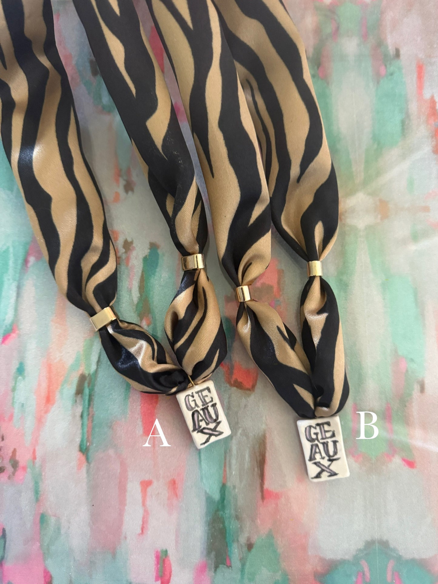 Neutral and Purple Scarf Necklace