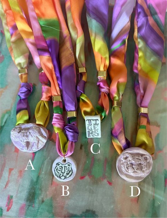 Purple and Gold Scarf Necklace