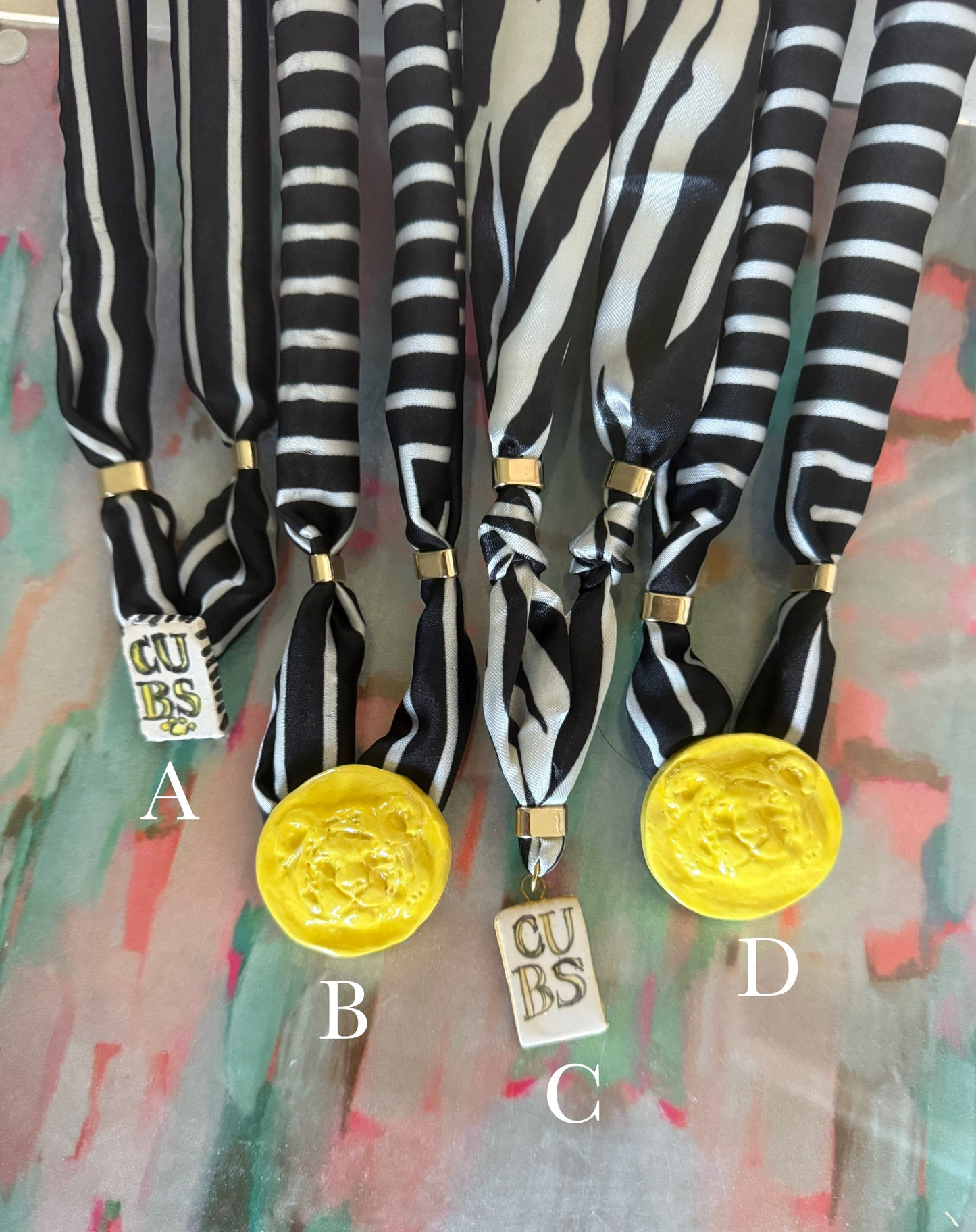 Black and Yellow Scarf Necklace