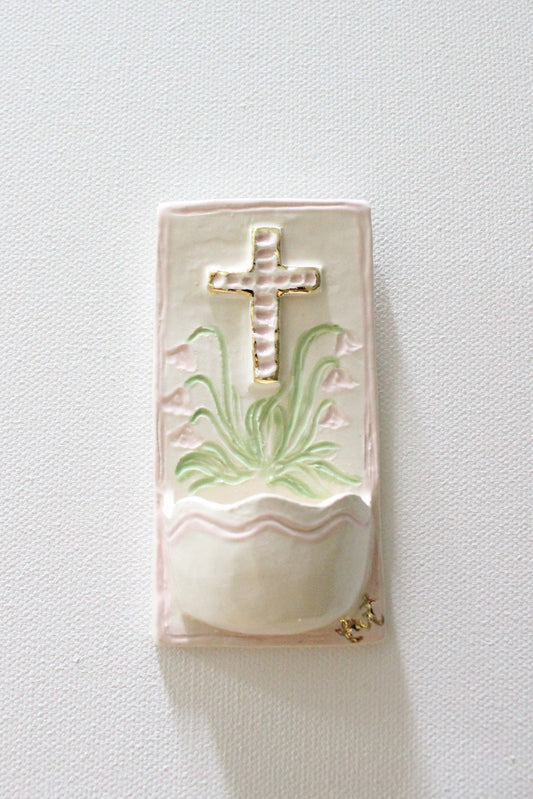 Pink Floral Cross Font, Rectangle