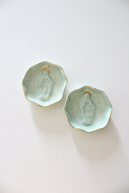Wavy Teal Mary Blessing Bowl