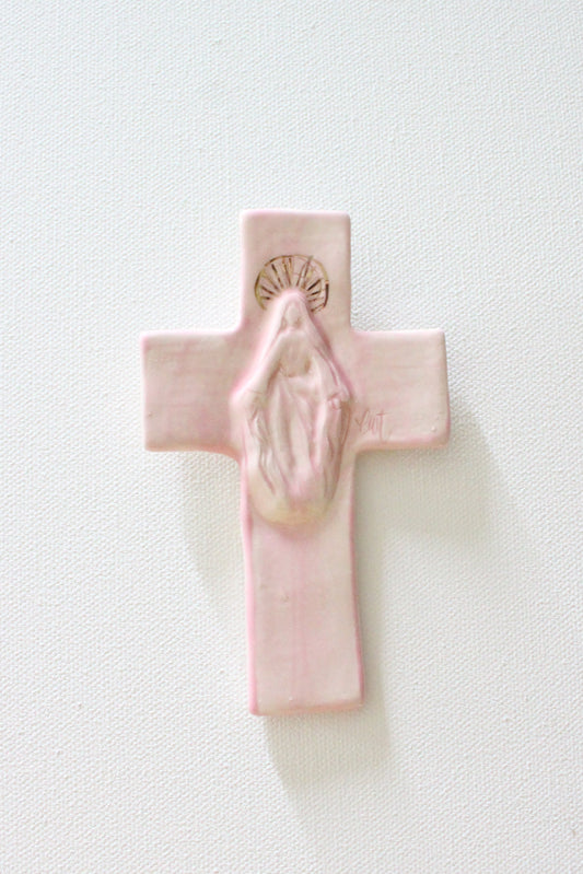 Pink Mary Hanging Cross