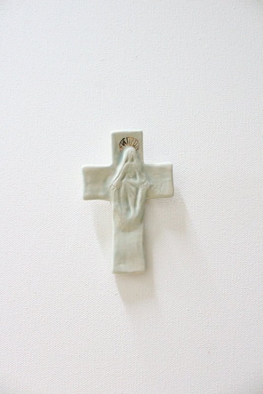 Celadon Mary Hanging Cross, medium