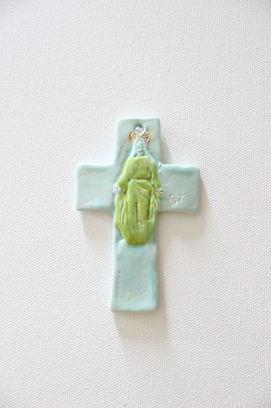 Blue and Green Jesus Hanging Cross