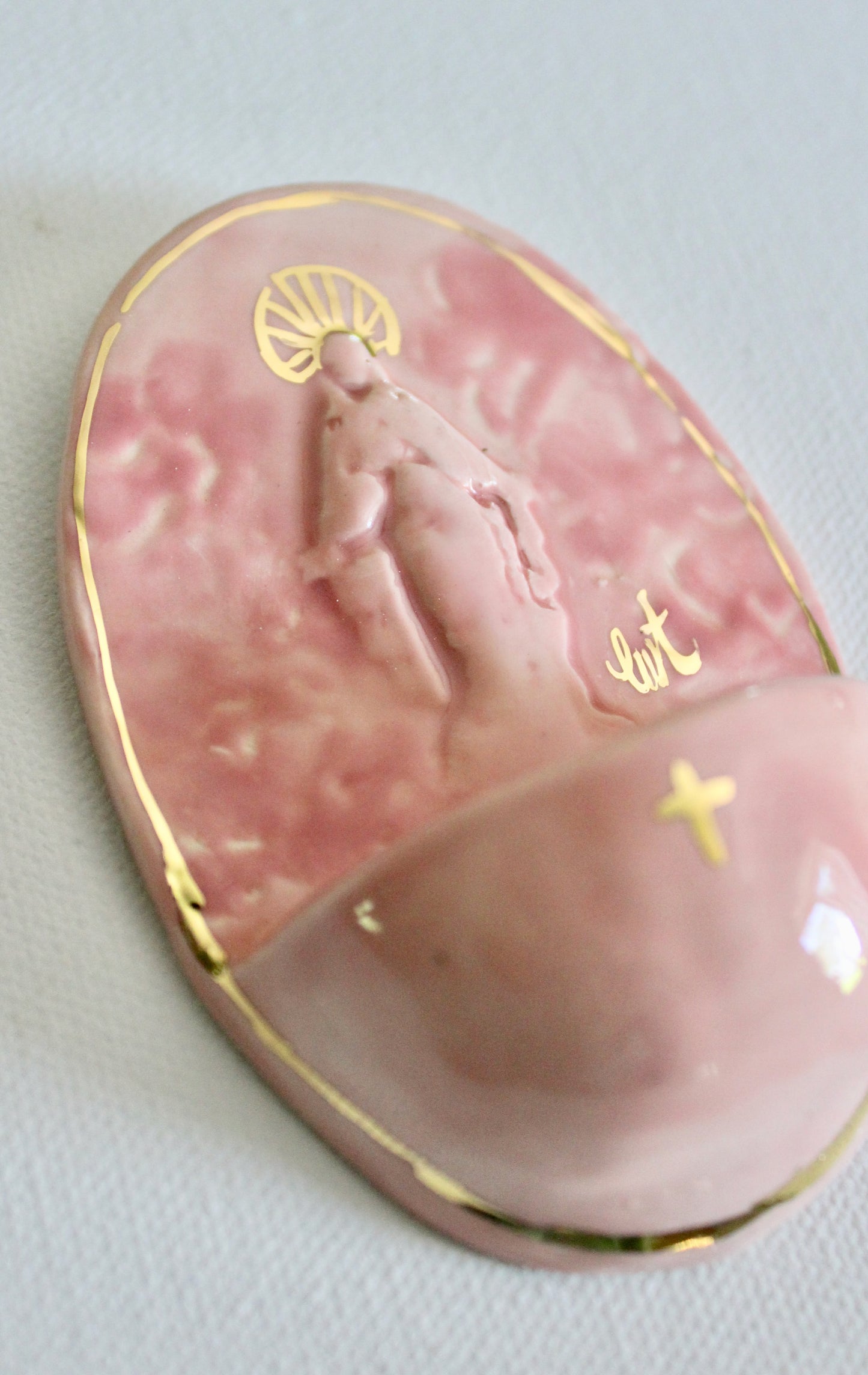 Font - Pink with Gilded Cross and Pink Floral