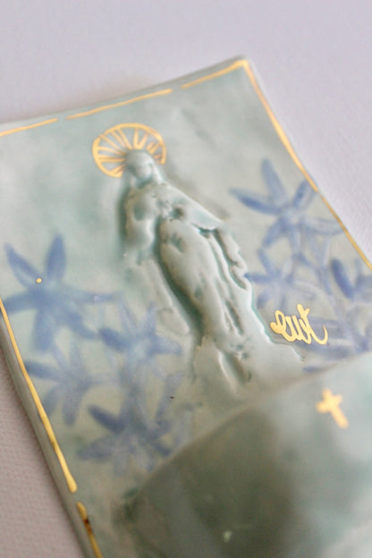 Large Font - Light Blue with Floral