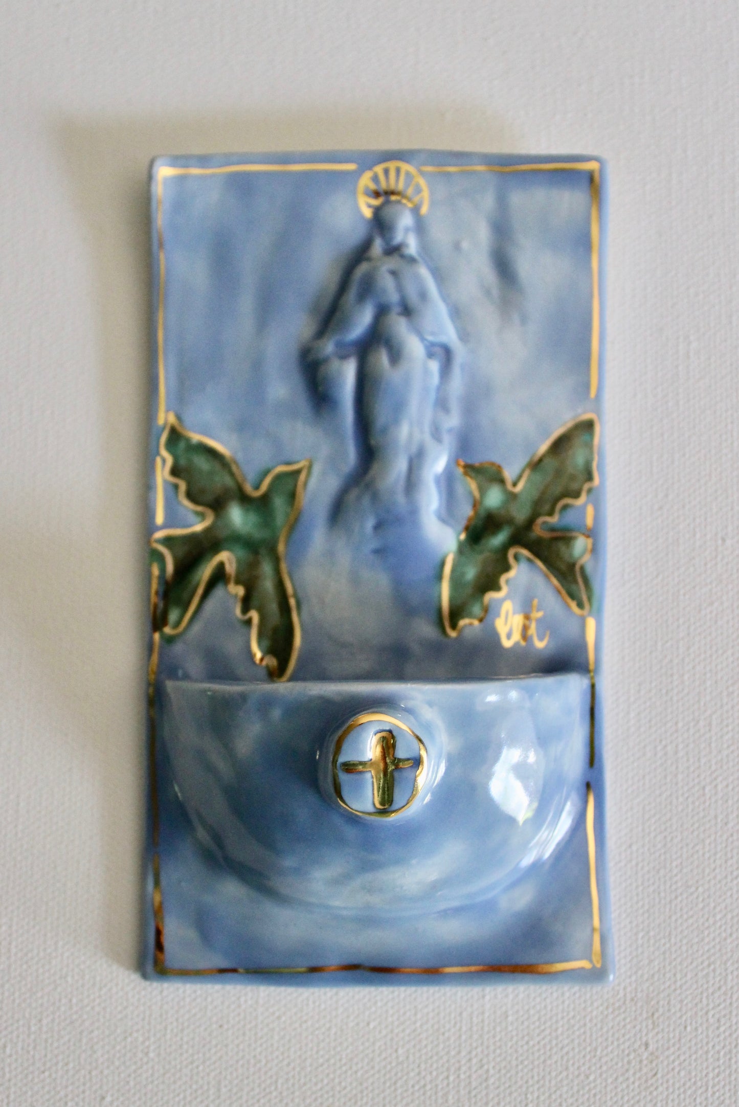 Large Font - Aqua Blue with Doves