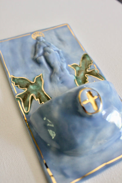 Large Font - Aqua Blue with Doves