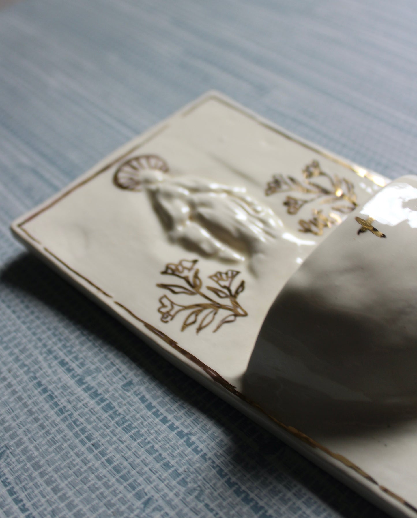 Large Font - Cream with Gold Floral Mary