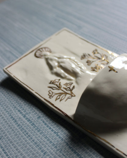 Large Font - Cream with Gold Floral Mary