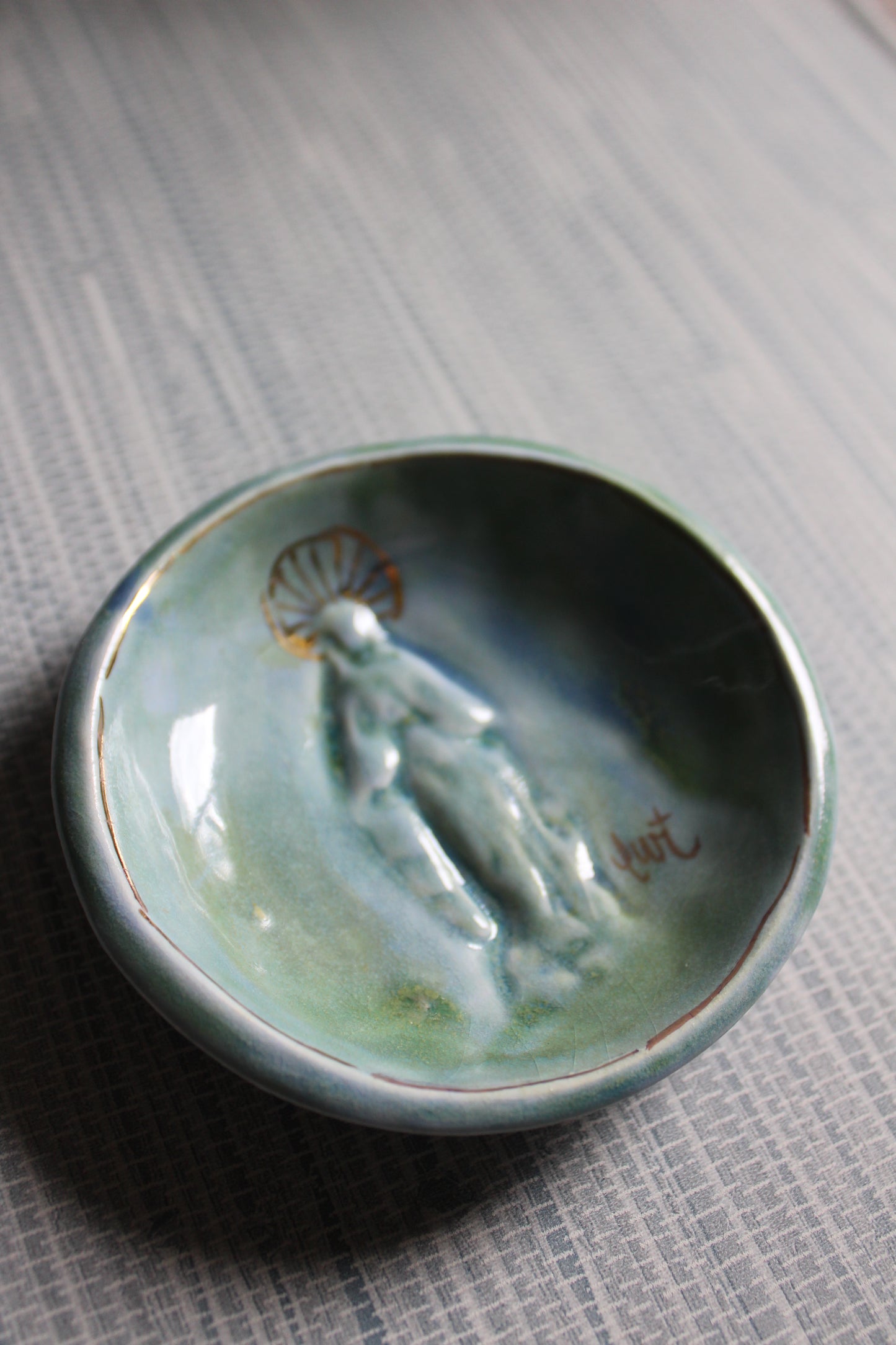 Blessing Bowl - Blue and Green Crackle Glaze