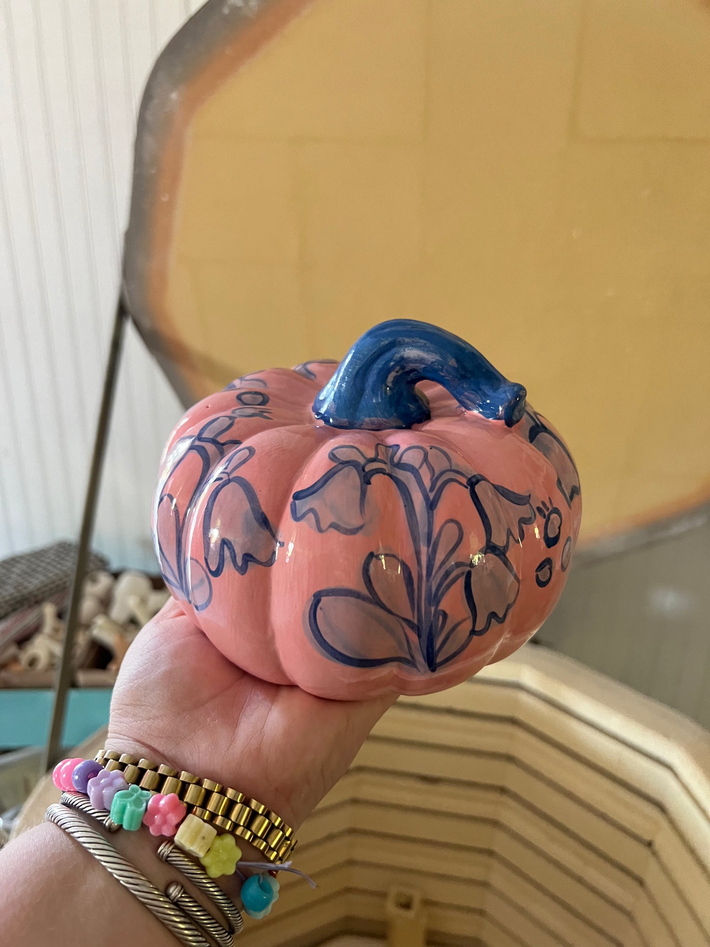 Medium Pink on Blue Pumpkin