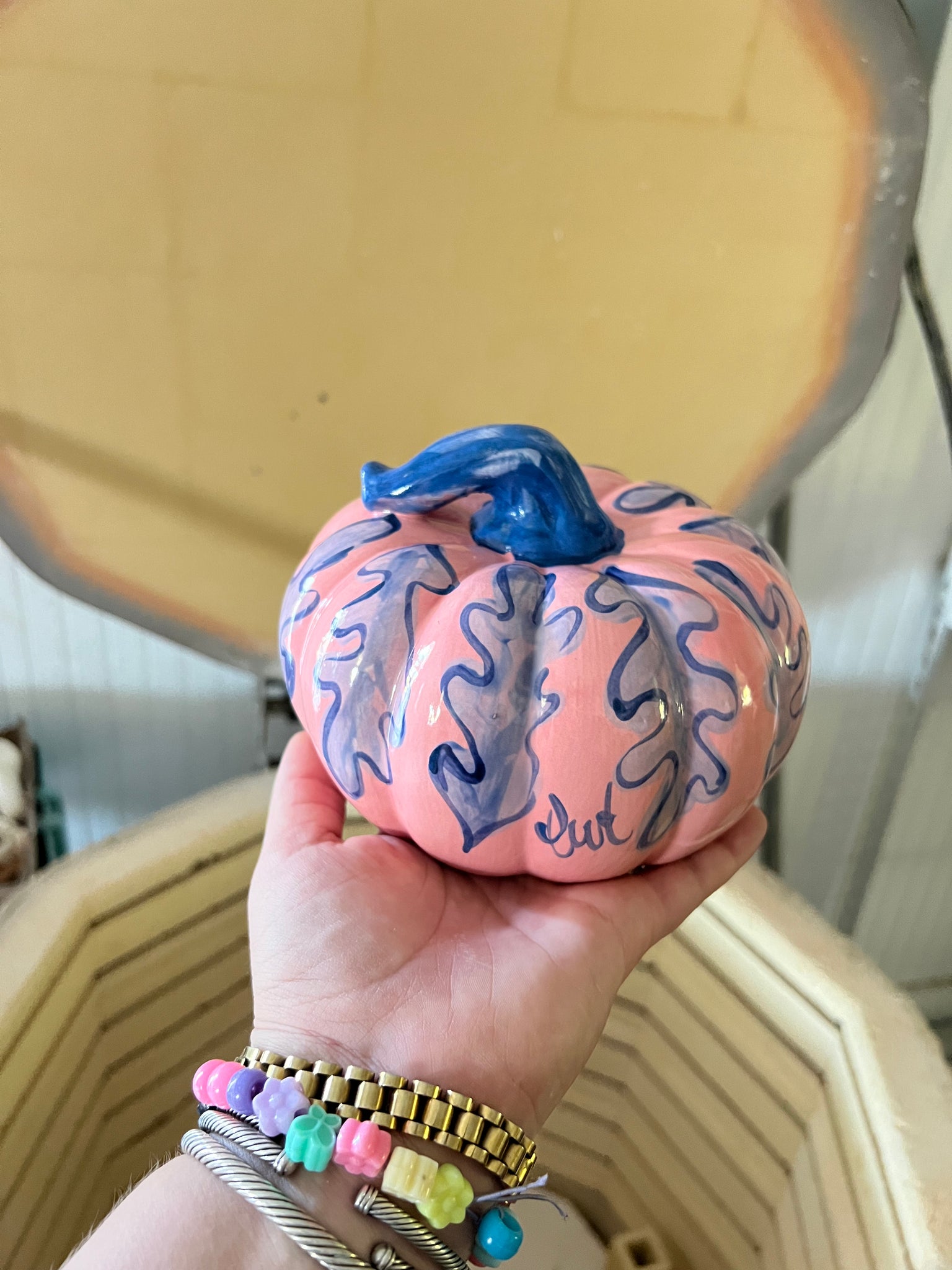 Medium Pink on Blue Pumpkin 2