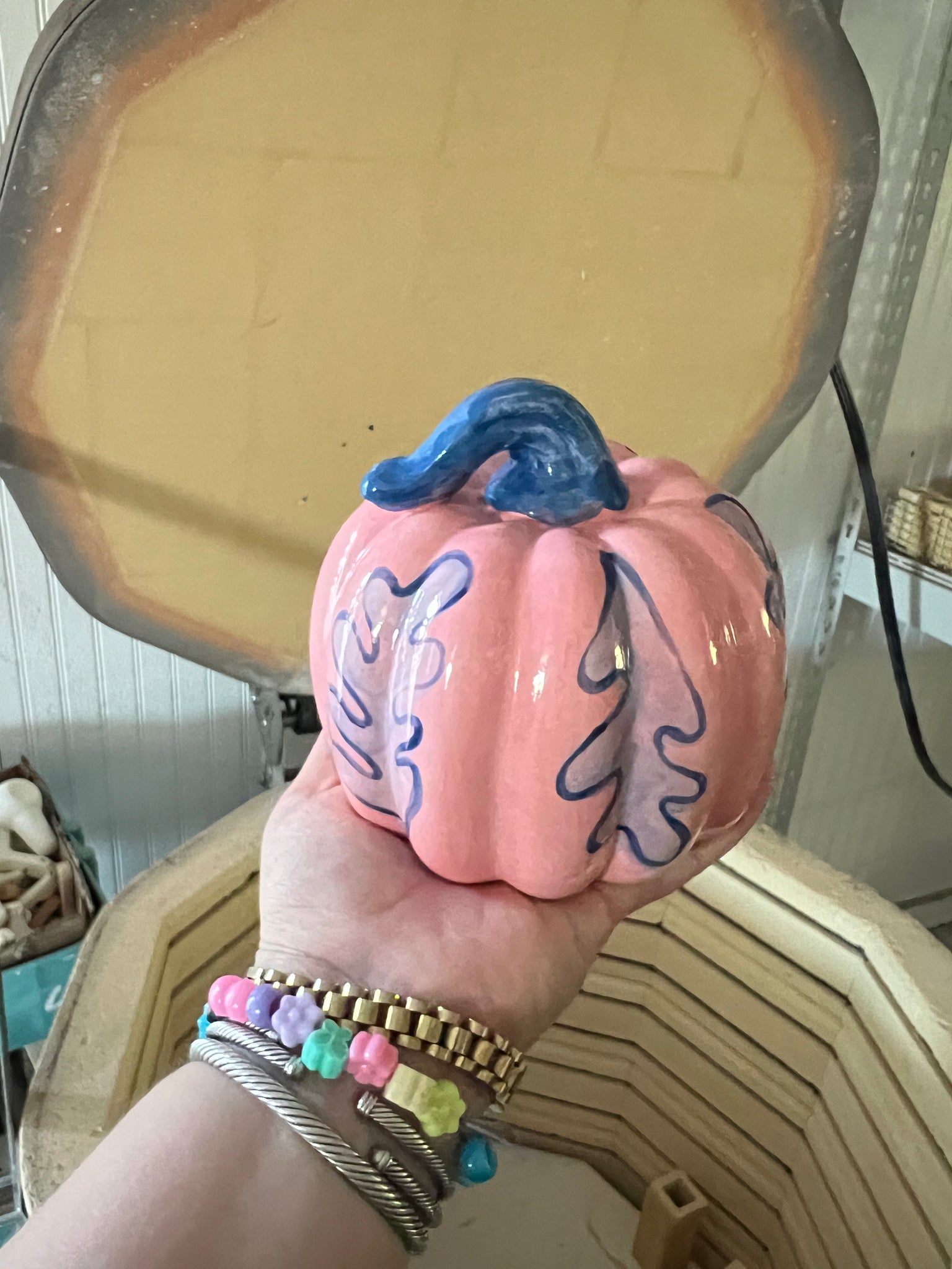 Small Blue on Pink Pumpkin