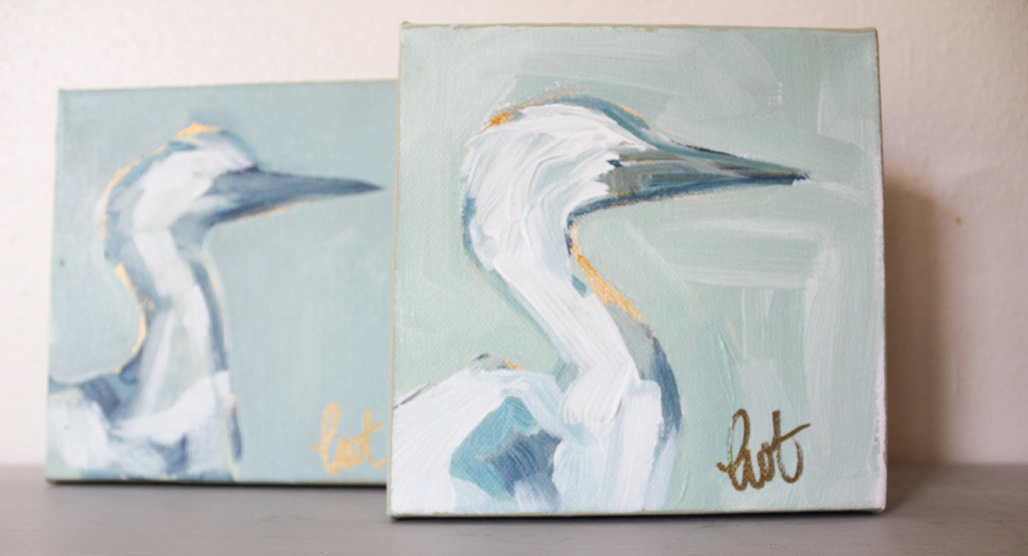 6x6 Egret on Canvas