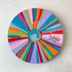 8in Circle Canvas Rainbow Sun I