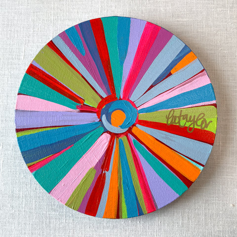 8in Circle Canvas Rainbow Sun II