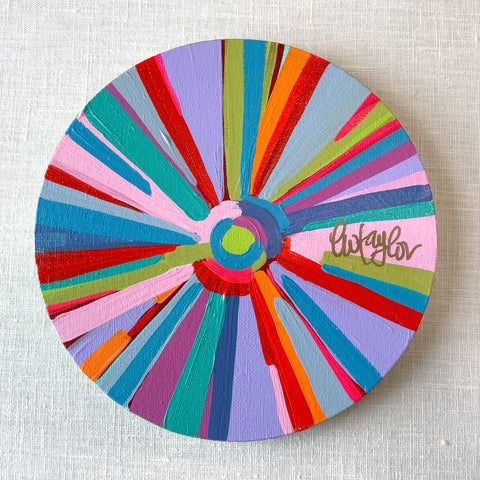 8in Circle Canvas Rainbow Sun III