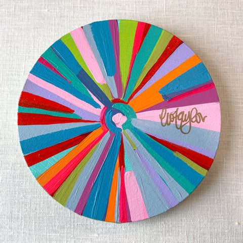 8in Circle Canvas Rainbow Sun IV
