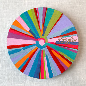 8in Circle Canvas Rainbow Sun V